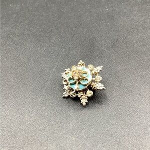 UNSIGNED Coro? Vintage Brooch Rhinestone Silver Tone